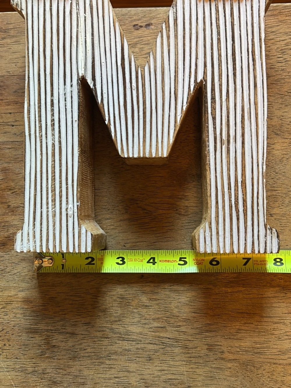 Handcrafted Wooden Letter 'M' Home Accent - Brown - Picture 4 of 6